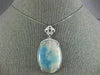 LARGE .63CT WHITE & BLUE DIAMOND & AAA JASPAR 14K WHITE GOLD OVAL FLOWER PENDANT