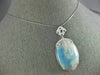 LARGE .63CT WHITE & BLUE DIAMOND & AAA JASPAR 14K WHITE GOLD OVAL FLOWER PENDANT