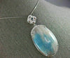 LARGE .63CT WHITE & BLUE DIAMOND & AAA JASPAR 14K WHITE GOLD OVAL FLOWER PENDANT