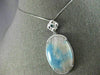 LARGE .63CT WHITE & BLUE DIAMOND & AAA JASPAR 14K WHITE GOLD OVAL FLOWER PENDANT