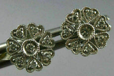 ESTATE .20CT DIAMOND 14KT WHITE GOLD 3D MULTI HEART FLOWER LOVE STUD EARRINGS