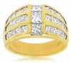 ESTATE WIDE 3.25CT PRINCESS DIAMOND 14K YELLOW GOLD 3D CLASSIC CHANNEL MENS RING