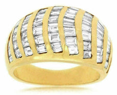ESTATE WIDE 2.25CT BAGUETTE DIAMOND 14KT YELLOW GOLD MULTI ROW ANNIVERSARY RING