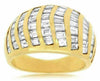 ESTATE WIDE 2.25CT BAGUETTE DIAMOND 14KT YELLOW GOLD MULTI ROW ANNIVERSARY RING