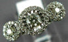 ESTATE WIDE .61CT DIAMOND 14KT WHITE GOLD 3 STONE HALO PAST PRESENT FUTURE RING