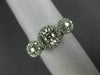 ESTATE WIDE .61CT DIAMOND 14KT WHITE GOLD 3 STONE HALO PAST PRESENT FUTURE RING