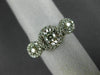 ESTATE WIDE .61CT DIAMOND 14KT WHITE GOLD 3 STONE HALO PAST PRESENT FUTURE RING
