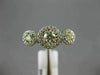 ESTATE WIDE .61CT DIAMOND 14KT WHITE GOLD 3 STONE HALO PAST PRESENT FUTURE RING