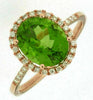 ESTATE 2.76CT DIAMOND & AAA PERIDOT 14KT ROSE GOLD 3D OVAL HALO ENGAGEMENT RING