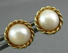 ESTATE AAA PEARL 14K YELLOW GOLD CLASSIC SOLITAIRE ROPE STUD EARRINGS #MILO018