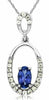 ESTATE .34CT DIAMOND & AAA TANZANITE 14K WHITE GOLD ROUND & OVAL CLASSIC PENDANT