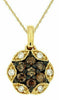 WHITE & CHOCOLATE FANCY DIAMOND 14KT YELLOW GOLD STAR OF DAVID FLOWER PENDANT