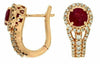 1.29CT DIAMOND & AAA RUBY 14KT ROSE GOLD ROUND HALO LEVERBACK HANGING EARRINGS