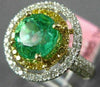 LARGE 2.51CT WHITE & FANCY YELLOW DIAMOND & AAA EMERALD 18KT 2 TONE GOLD 3D RING