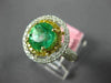 LARGE 2.51CT WHITE & FANCY YELLOW DIAMOND & AAA EMERALD 18KT 2 TONE GOLD 3D RING