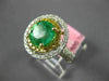 LARGE 2.51CT WHITE & FANCY YELLOW DIAMOND & AAA EMERALD 18KT 2 TONE GOLD 3D RING