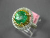 LARGE 2.51CT WHITE & FANCY YELLOW DIAMOND & AAA EMERALD 18KT 2 TONE GOLD 3D RING