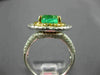 LARGE 2.51CT WHITE & FANCY YELLOW DIAMOND & AAA EMERALD 18KT 2 TONE GOLD 3D RING