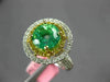 LARGE 2.51CT WHITE & FANCY YELLOW DIAMOND & AAA EMERALD 18KT 2 TONE GOLD 3D RING