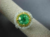LARGE 2.51CT WHITE & FANCY YELLOW DIAMOND & AAA EMERALD 18KT 2 TONE GOLD 3D RING
