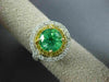 LARGE 2.51CT WHITE & FANCY YELLOW DIAMOND & AAA EMERALD 18KT 2 TONE GOLD 3D RING