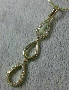 ESTATE .15CT DIAMOND 14K YELLOW GOLD CLASSIC TEARDROP PEAR SHAPE JOURNEY PENDANT