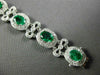ESTATE WIDE 7.35CT DIAMOND & AAA EMERALD 18KT WHITE GOLD FLOWER TENNIS BRACELET