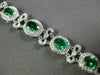 ESTATE WIDE 7.35CT DIAMOND & AAA EMERALD 18KT WHITE GOLD FLOWER TENNIS BRACELET