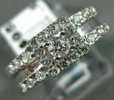 ANTIQUE .50CT DIAMOND 18KT WHITE GOLD SQUARE HALO FRIENDSHIP PROMISE RING #15870