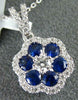 .88CT DIAMOND & AAA SAPPHIRE 18KT WHITE GOLD FLOWER FILIGREE CLUSTER PENDANT