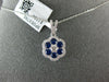 .88CT DIAMOND & AAA SAPPHIRE 18KT WHITE GOLD FLOWER FILIGREE CLUSTER PENDANT