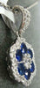 .88CT DIAMOND & AAA SAPPHIRE 18KT WHITE GOLD FLOWER FILIGREE CLUSTER PENDANT