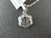 .88CT DIAMOND & AAA SAPPHIRE 18KT WHITE GOLD FLOWER FILIGREE CLUSTER PENDANT