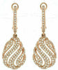 ESTATE .95CT DIAMOND 14K ROSE GOLD 3D MULTI ROW SWIRL TEAR DROP HANGING EARRINGS