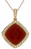 ESTATE .24CT DIAMOND & AAA RED AGATE 14KT ROSE GOLD SQUARE HALO CLASSIC PENDANT