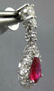 2.12CT DIAMOND & AAA RUBY 18KT WHITE GOLD 3D ROUND & PEAR SHAPE HANGING EARRINGS