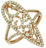 ESTATE .62CT DIAMOND 14KT ROSE GOLD 3D V SHAPE OPEN FILIGREE PEAR SHAPE FUN RING