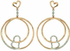 ESTATE .25CT DIAMOND 14KT ROSE GOLD CIRCLE OF LIFE DOUBLE HEART HANGING EARRINGS