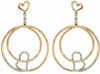 ESTATE .25CT DIAMOND 14KT ROSE GOLD CIRCLE OF LIFE DOUBLE HEART HANGING EARRINGS