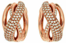 ESTATE WIDE .58CT DIAMOND 14K ROSE GOLD 3D MULTI ROW CRISS CROSS X LOVE EARRINGS