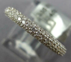 WIDE 1.06CT DIAMOND 18KT WHITE GOLD MULTI ROW 3mm PAVE ETERNITY ANNIVERSARY RING