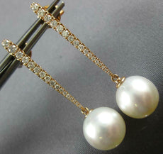 ESTATE LARGE .43CT DIAMOND & AAA SOUTH SEA PEARL 18KT ROSE GOLD HANGING EARRINGS