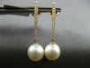 ESTATE LARGE .43CT DIAMOND & AAA SOUTH SEA PEARL 18KT ROSE GOLD HANGING EARRINGS