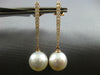 ESTATE LARGE .43CT DIAMOND & AAA SOUTH SEA PEARL 18KT ROSE GOLD HANGING EARRINGS