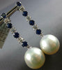 LARGE 2.50CT DIAMOND SAPPHIRE & SOUTH SEA PEARL 18KT WHITE GOLD HANGING EARRINGS