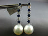 LARGE 2.50CT DIAMOND SAPPHIRE & SOUTH SEA PEARL 18KT WHITE GOLD HANGING EARRINGS