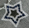 ESTATE .93CT DIAMOND & AAA SAPPHIRE 18KT WHITE GOLD 3D CLASSIC STAR LOVE PENDANT
