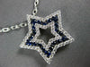 ESTATE .93CT DIAMOND & AAA SAPPHIRE 18KT WHITE GOLD 3D CLASSIC STAR LOVE PENDANT