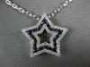 ESTATE .93CT DIAMOND & AAA SAPPHIRE 18KT WHITE GOLD 3D CLASSIC STAR LOVE PENDANT