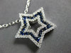 ESTATE .93CT DIAMOND & AAA SAPPHIRE 18KT WHITE GOLD 3D CLASSIC STAR LOVE PENDANT